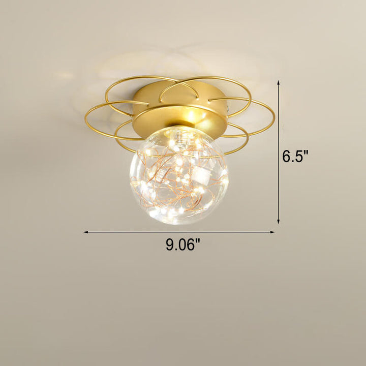 Modern Light Luxury Glass Orb Flower Base LED Semi-Flush Mount Deckenleuchte