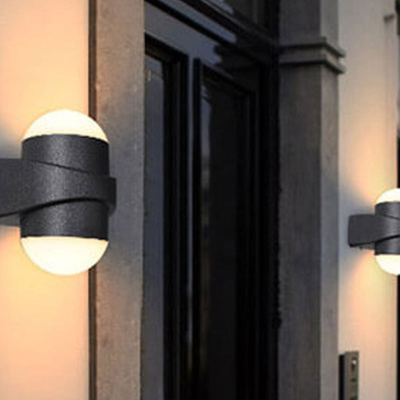 Modern Creative Cylinder Ball LED Outdoor Waterproof Patio Wall Sconce Lamp