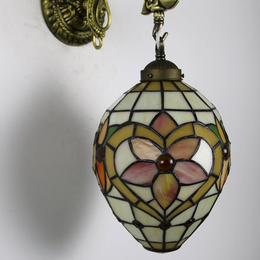 Lámpara de Aplique de Pared de 1 Luz de Vidrio Tiffany Vintage 