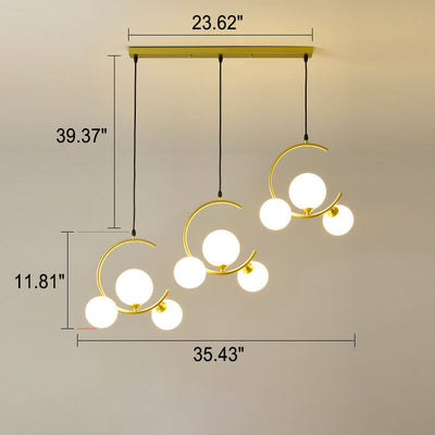 Scandinavian Minimalist Round Ball Glass 1/3-Light Island Light Chandelier