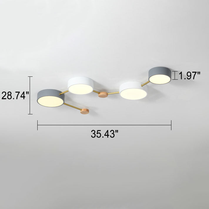 Scandinavian Minimalist Solid Wood Iron LED Flush Mount Lighting