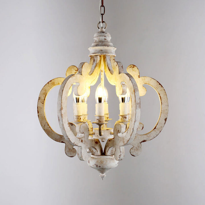Contemporary Creative Industrial Wooden Candle Design 6-Light Chandelier For Living Room