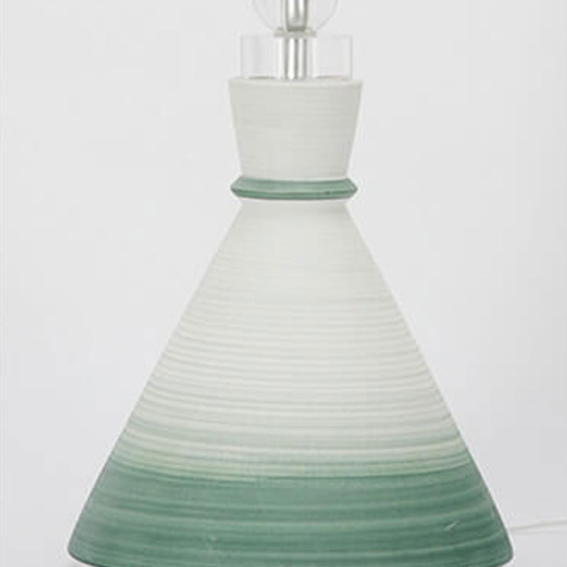 Nordic Minimalist Fabric Shade Gradient Green Cone Ceramic Base 1-Light Tischlampe
