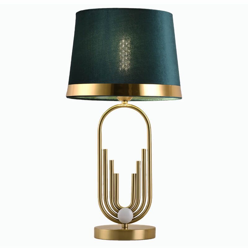 Modern Luxury Fabric Gold Oval Ring Base 1-Light Table Lamp