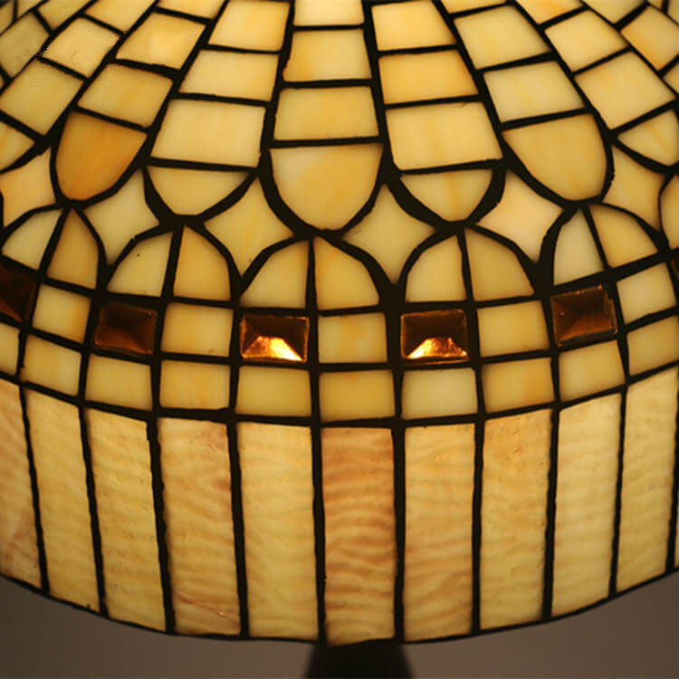 European Tiffany Yellow Baroque Glass 1-Light Table Lamp