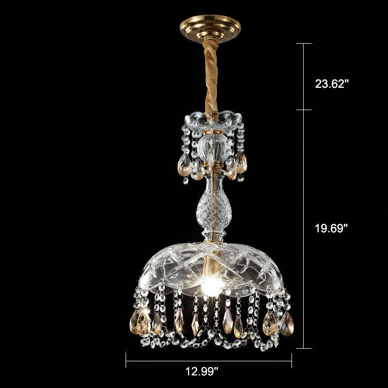 Moderne Luxus Kristall Hängedome 1-Licht Pendelleuchte 