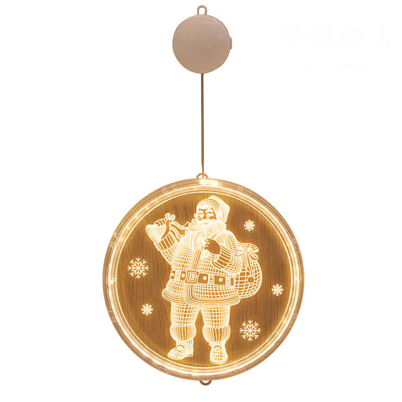 Décoration acrylique LED de Noël avec ventouse ronde 