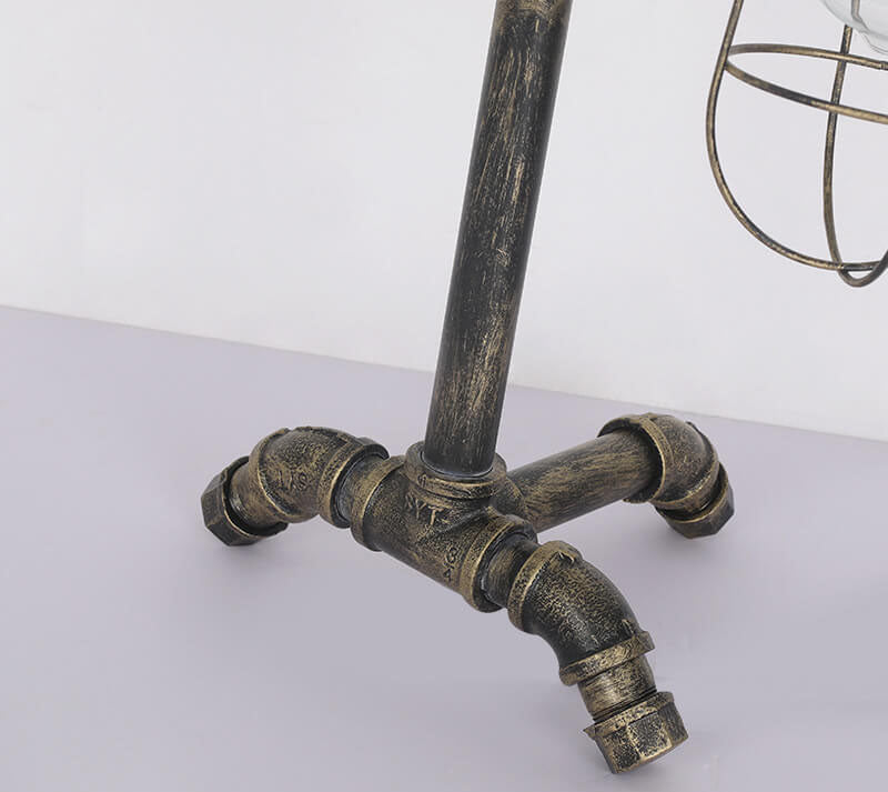 Industrial Vintage Wrought Iron Water Pipe 2-Light Table Lamp