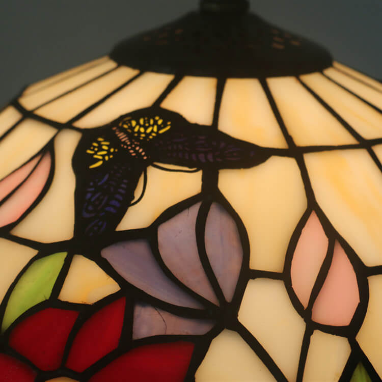 Tiffany Europäischer Schmetterling Blumen Buntglas Pendelleuchte 