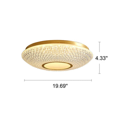 Modern Luxury Round Bowl Shaped Brass LED Flush Mount Ceiling Light