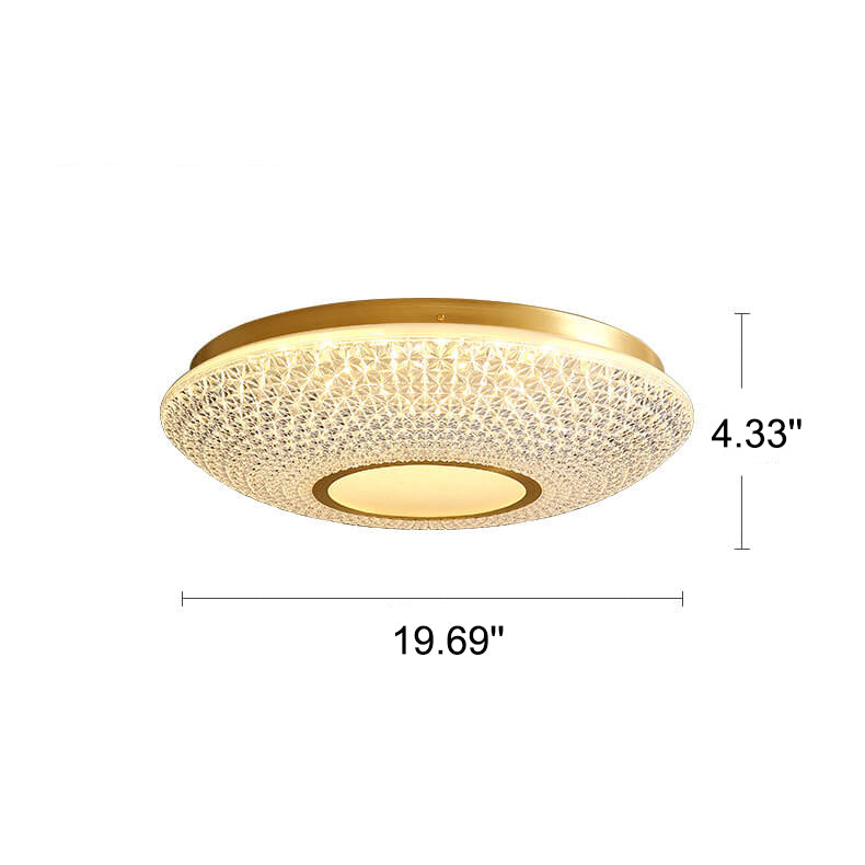 Modern Luxury Round Bowl Shaped Brass LED Flush Mount Ceiling Light