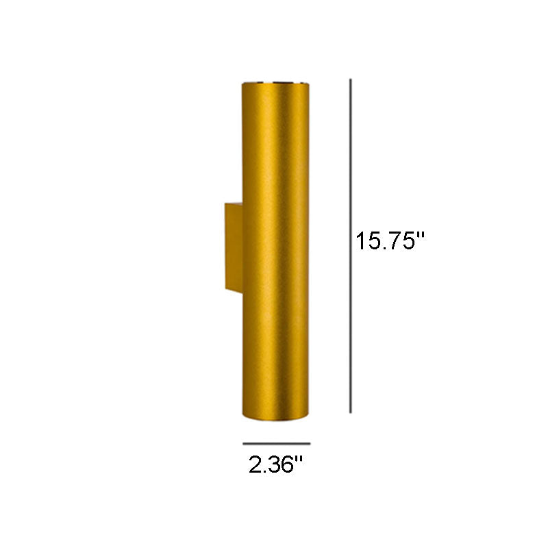 Simple Aluminum Cylindrical 2-Light Wall Sconce Lamp