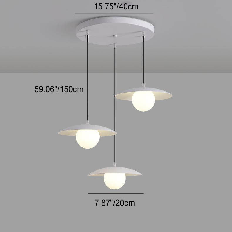Candelabro de isla de 3 luces de hierro y vidrio blanco puro minimalista moderno 