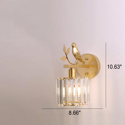 Vintage Light Luxury Crystal Bird 1-Light Wall Sconce Lamp