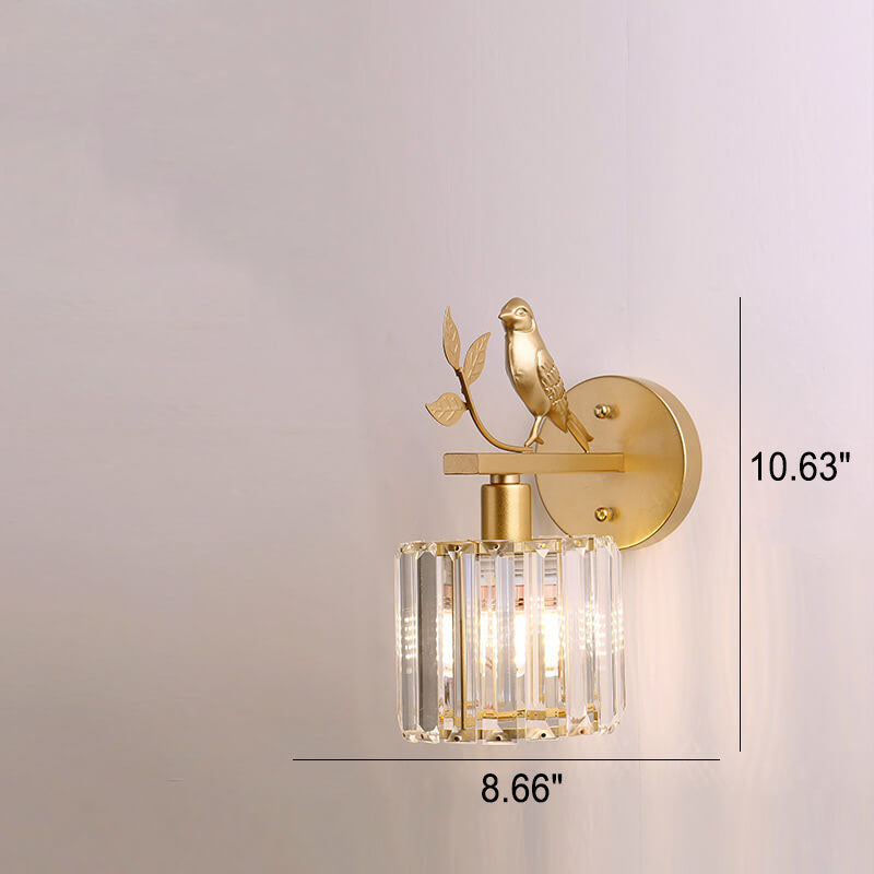 Vintage Light Luxury Crystal Bird 1-Licht-Wandleuchte