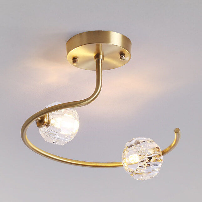 Simple Crystal Ball 2-5 Light 3 Color Changeable LED Semi-Flush Mount Lighting