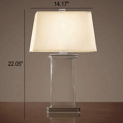 Modern Fabric Lampshade Crystal Base 1-Light Table Lamp