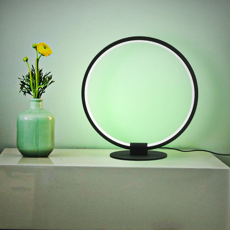 Diseño Moderno de Anillo de Acrílico con Iluminación LED RGB para Lámpara de Mesa 