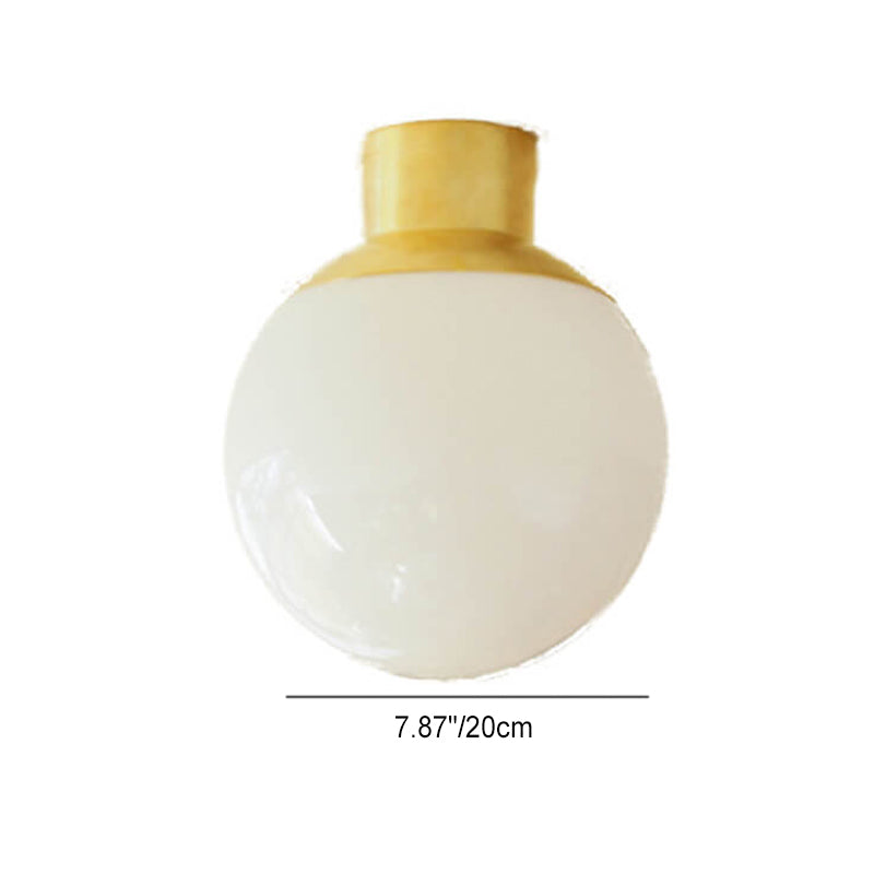 Japanese Modern Round Ball Glass Brass 1-Light Flush Mount Ceiling Light