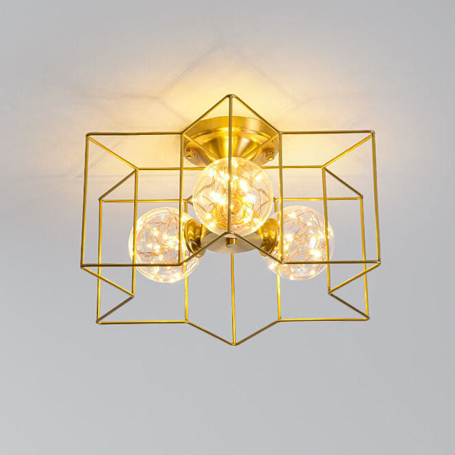 Modern Pentagram 1-5 Light 3 Color Changeable LED Semi-Flush Mount Lighting