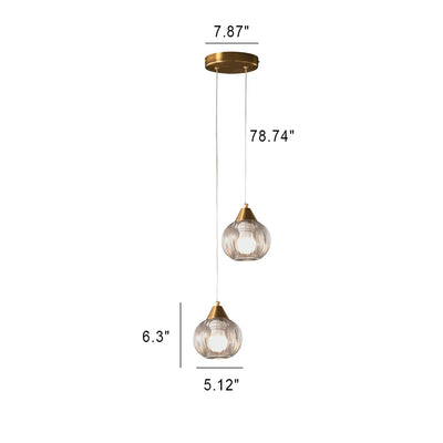 Italian Minimalist Glass Round Metal 1/2 Light Chandelier