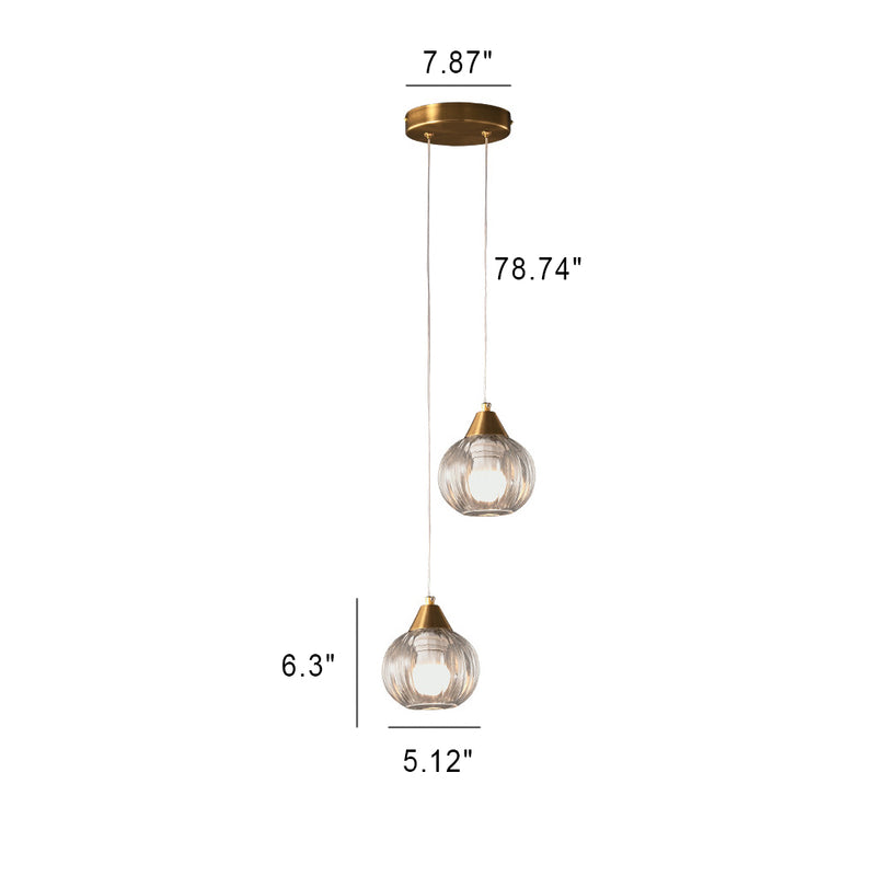 Italian Minimalist Glass Round Metal 1/2 Light Chandelier