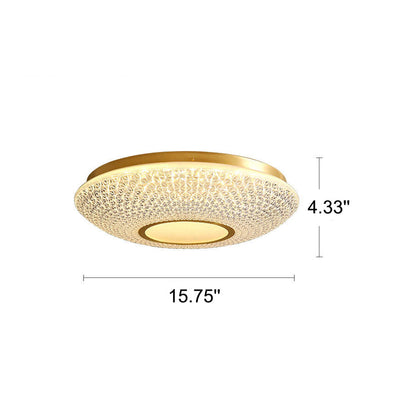 Modern Luxury Round Bowl Shaped Brass LED Flush Mount Ceiling Light