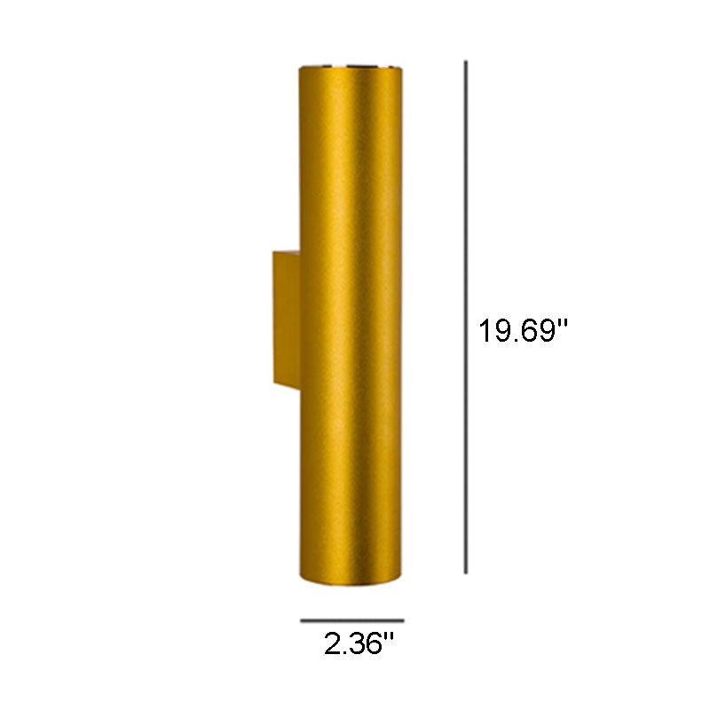 Applique murale cylindrique en aluminium simple à 2 lumières 