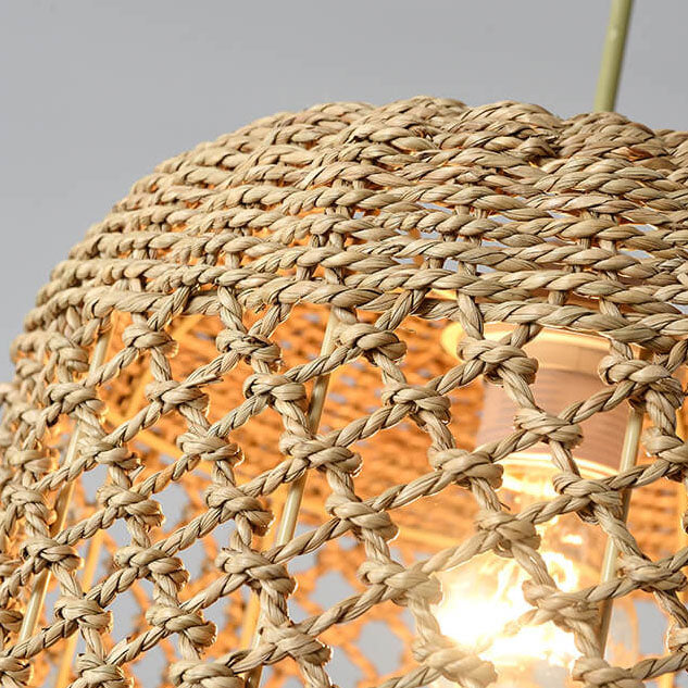 Vintage Straw Weaving Column 1-Light Pendant Light