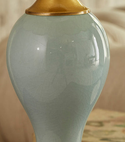 Vintage Fabric Waterdrop Base Ceramic 1-Light Table Lamp