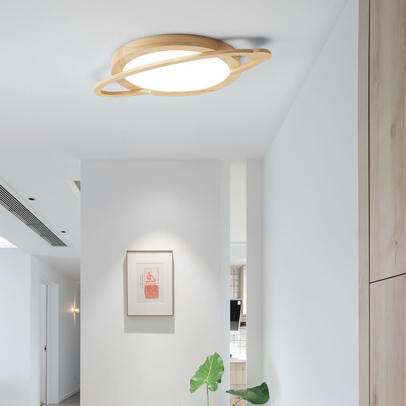 Moderne Holz-Acryl-Schirm-Planeten-Design-LED-Deckenleuchte 