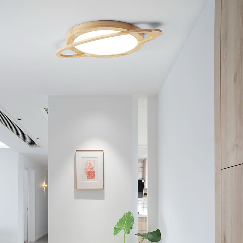 Moderner Holz-Acryl-Schirm im Planeten-Design LED-Einbauleuchte 