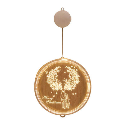 Décoration acrylique LED de Noël avec ventouse ronde 