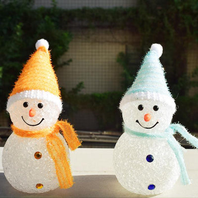 Christmas Solar Plastic Rice Ball Snowman 1-Light LED Floor Lamp