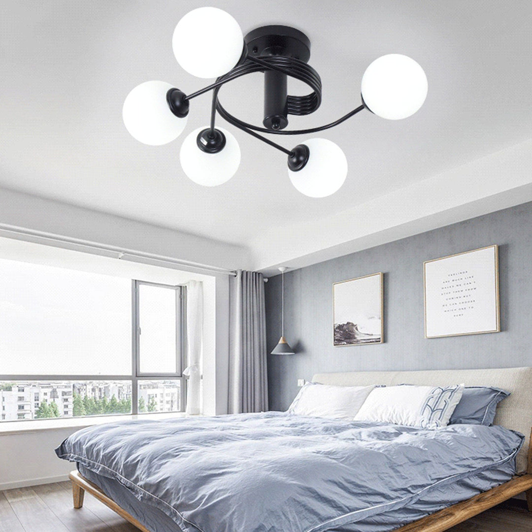 Nordic Light Luxus Glasball Spiral Design 3/5 Licht Semi-Flush Mount Deckenleuchte 