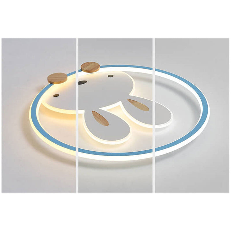 Childlike Modern Simple Cartoon Rabbit Design LED Flush Mount Light