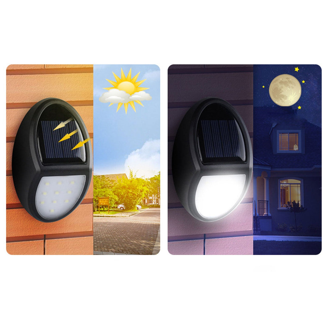Lampe murale à applique pour clôture de jardin à LED ovale moderne pour extérieur solaire 