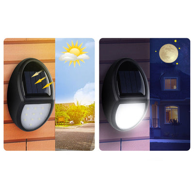 Modern Solar Outdoor Oval LED Garden Fence Wall Sconce Lamp