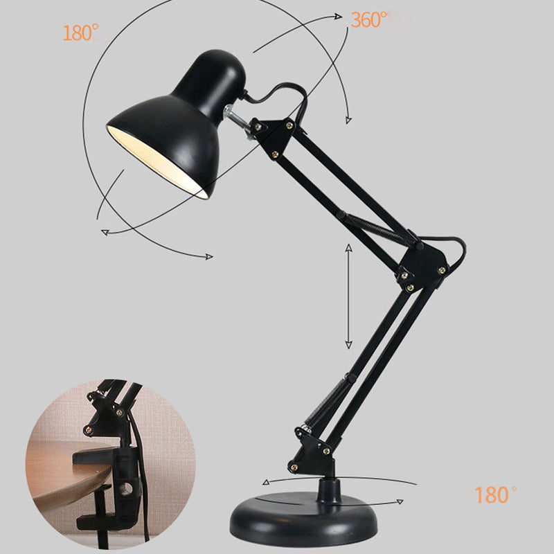 Industrial Iron Long Arm Dome Shade Rotatable 1-Light Desk Lamp
