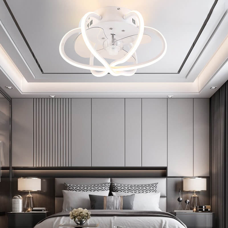 مروحة سقف بتصميم بتلات ستيريو نورديك صناعية مع إضاءة LED 