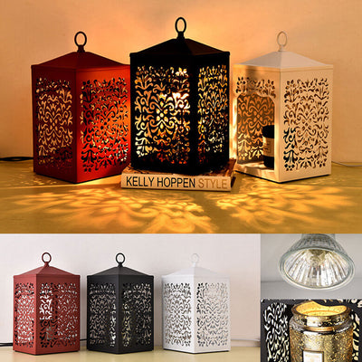 Vintage Metal Hollow Square Lanterns 2-Light Melting Wax Table Lamp