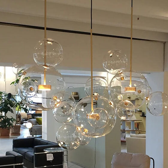 Modern Atom Mickey Head Bubble Glass Ball 1-Light LED Pendant Light