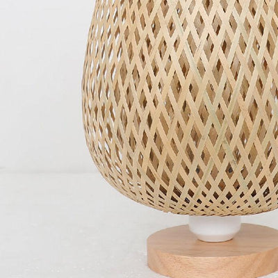 Moderne Bambusweberei Oval 1-Licht Tischlampe 