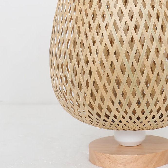 Moderne Bambusweberei Oval 1-Licht Tischlampe 