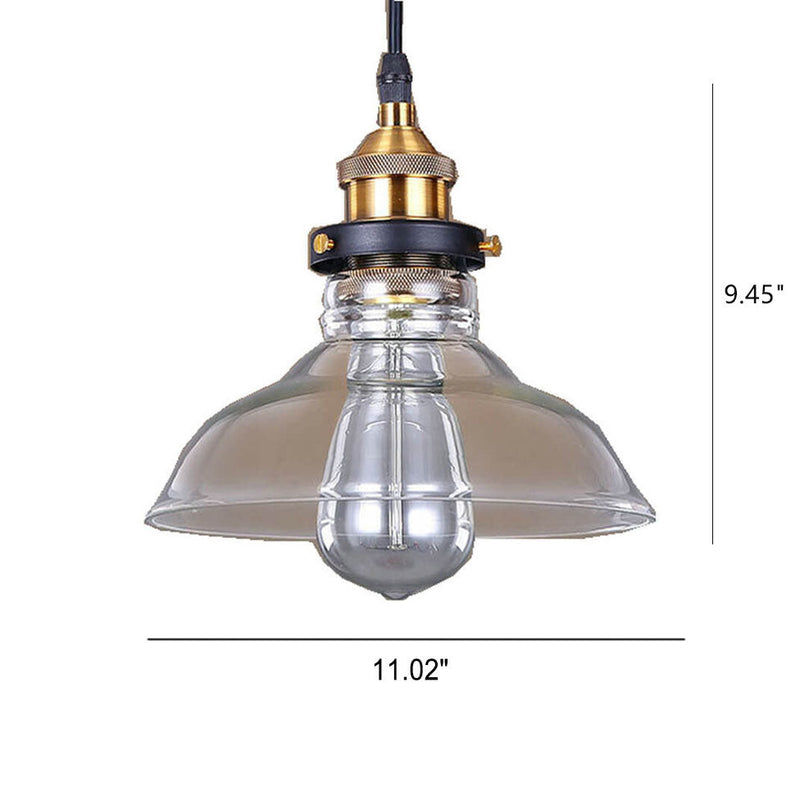 Vintage Gold Antique Brass Clear Barn 1-Light Pendant Light