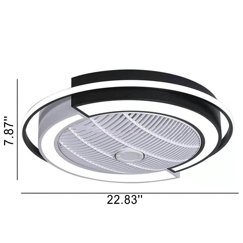 Modern Creative Round LED Semi-Flush Mount Ceiling Fan Light