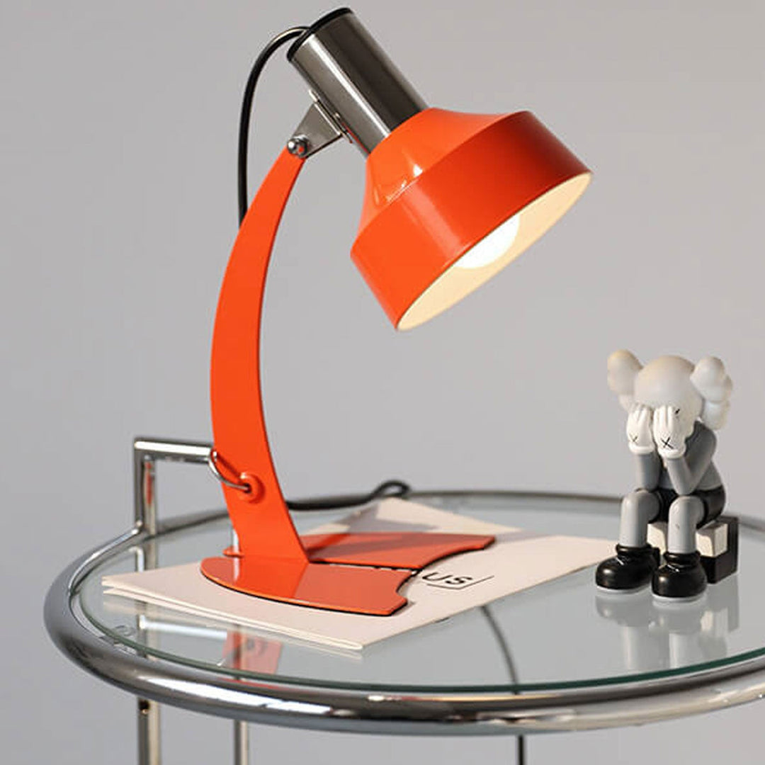 Vintage Orange Eisenkuppel-Schirm Fischschwanzfuß 1-Licht Tischlampe 