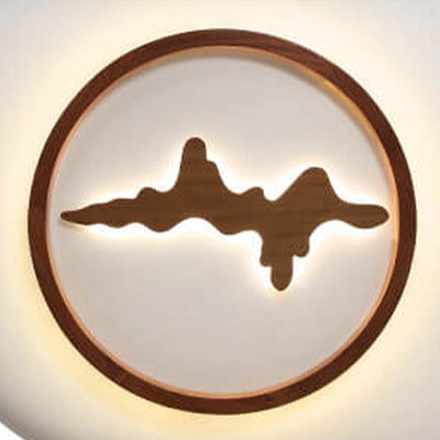 Nordic Round Solid Wood Zen LED Flush Mount Ceiling Light