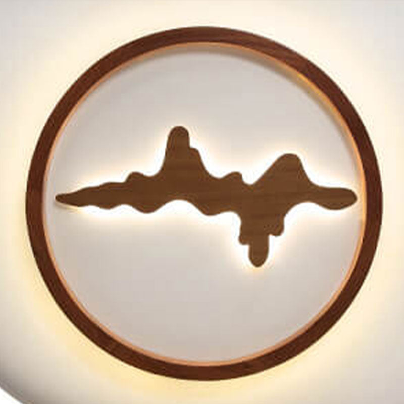 Nordic Round Solid Wood Zen LED Flush Mount Ceiling Light