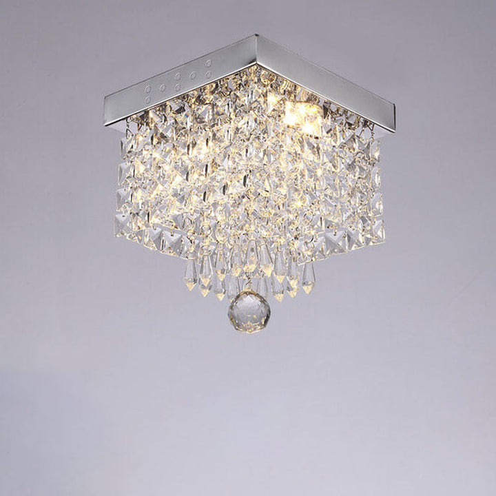 Moderne Licht Luxus Quadratische Edelstahl Kristall Lampenschirm LED Deckenleuchte 